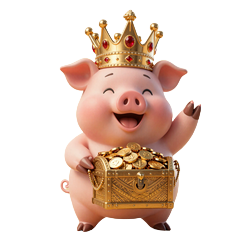 Buzzer-Schwein mit goldener Krone &uuml;berreicht Willkommensbonus bis 100 &euro;
